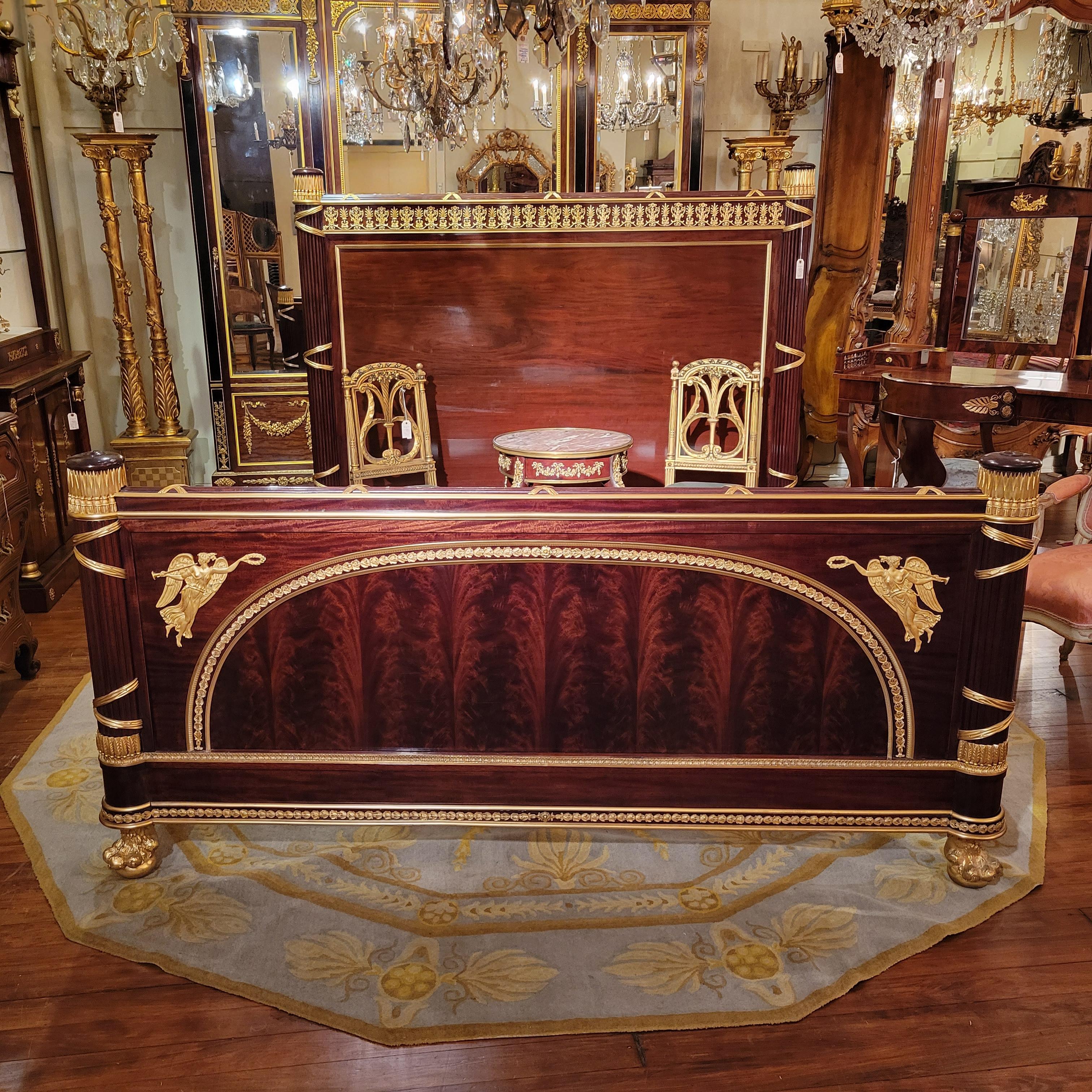 Antique French Mahogany and Ormolu King-Size Bed by Master Ebeniste, circa 1890 6