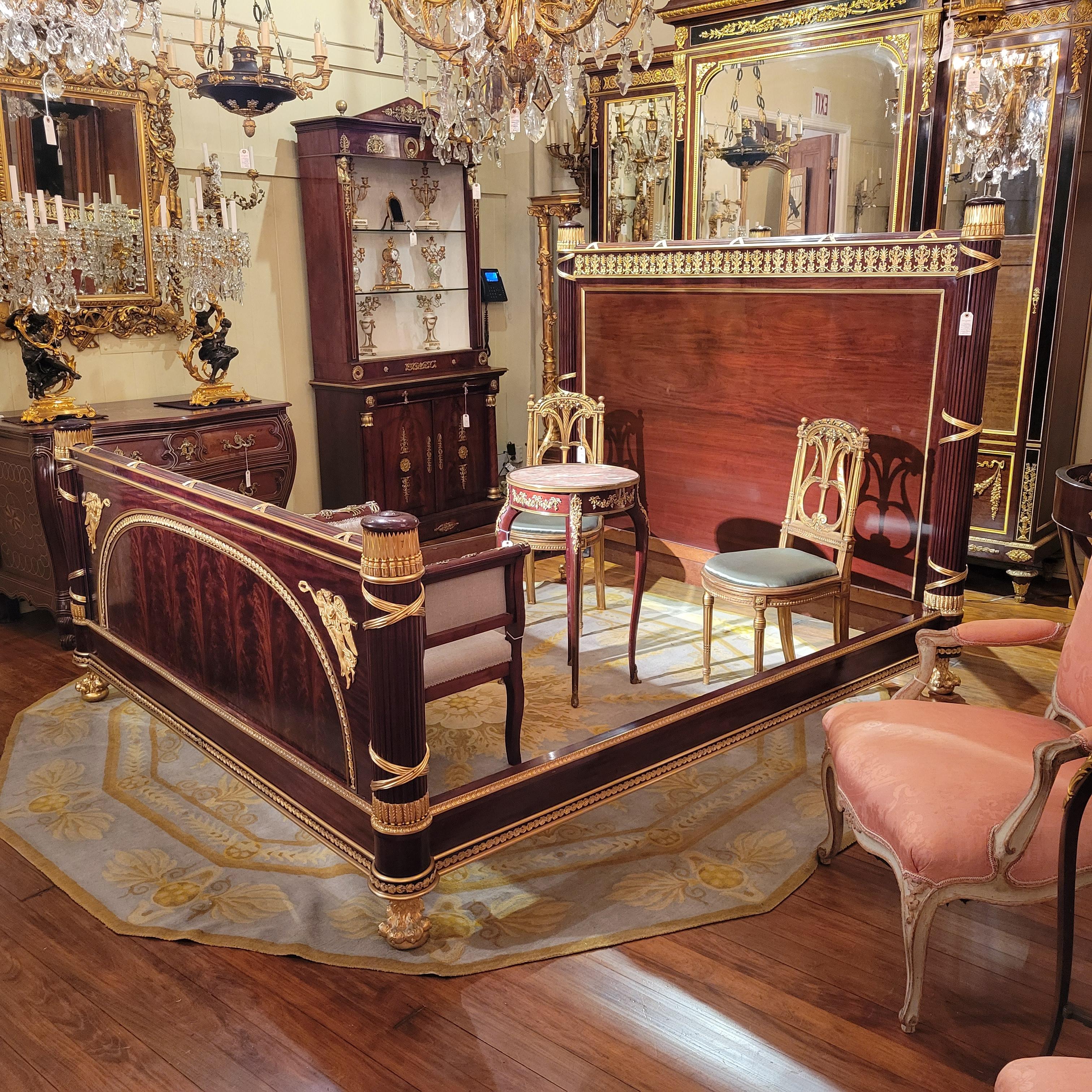 Antique French Mahogany and Ormolu King-Size Bed by Master Ebeniste, circa 1890 7