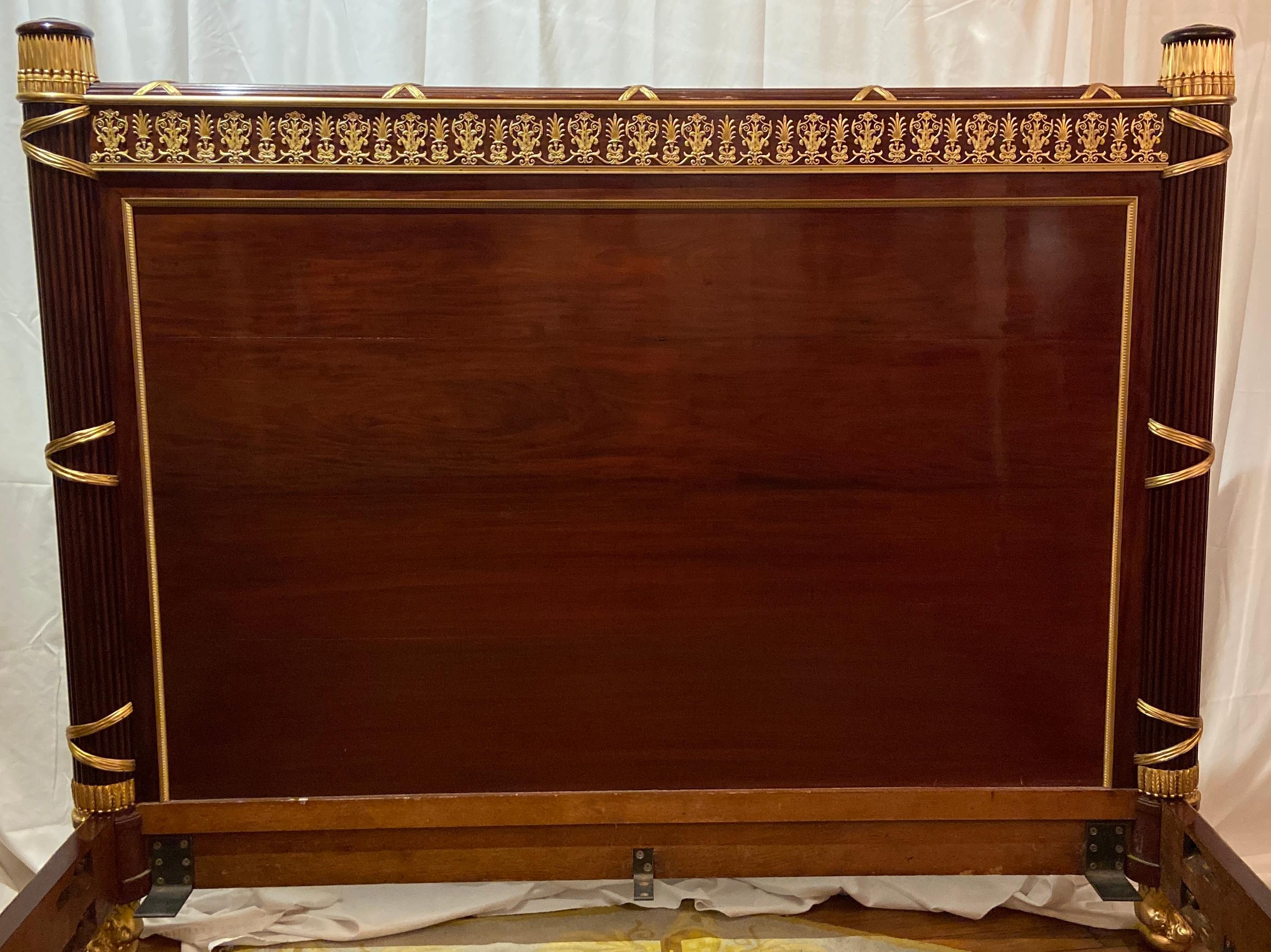 19th Century Antique French Mahogany and Ormolu King-Size Bed by Master Ebeniste, circa 1890