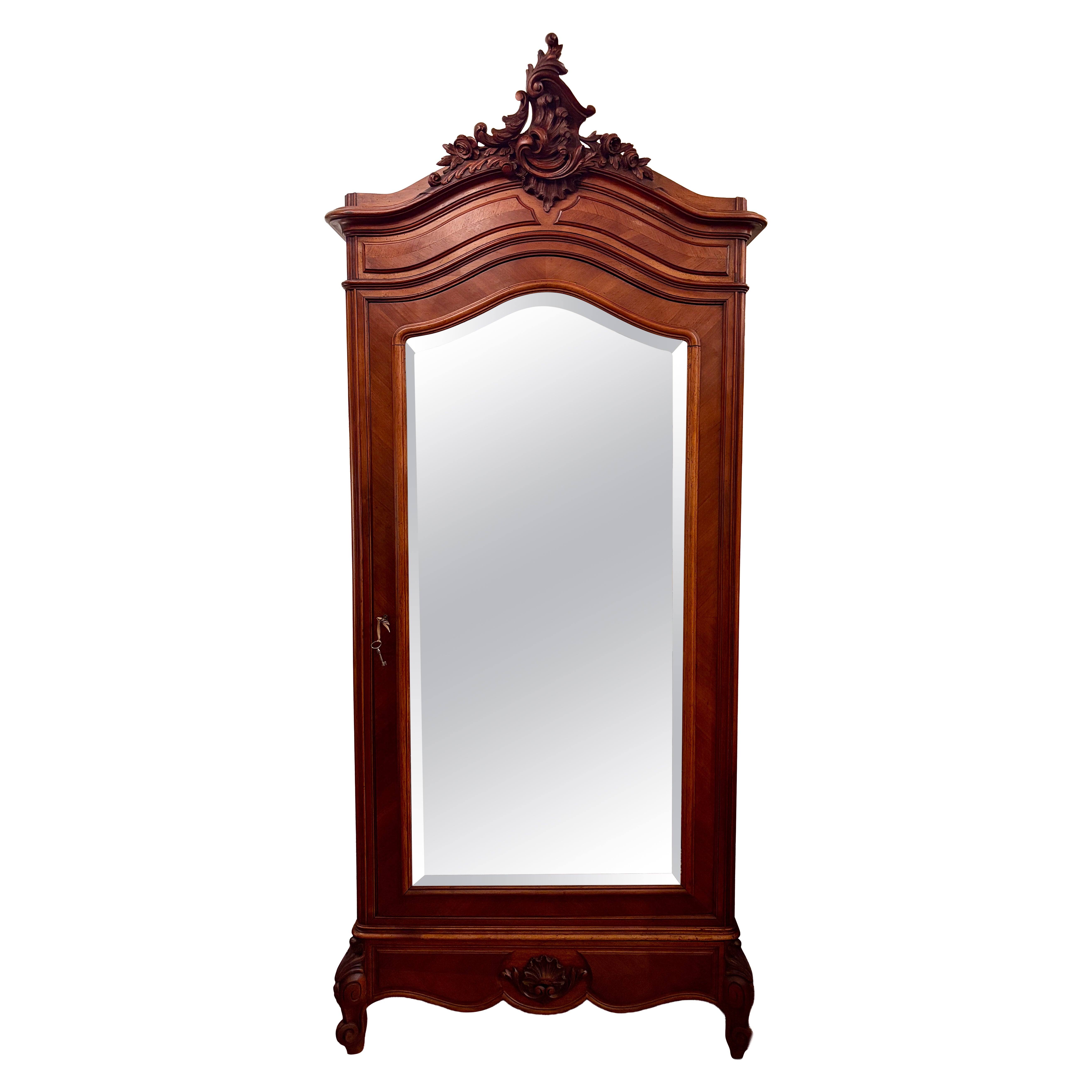 Antique French Mahogany Armoire from Old New Orleans Home, Circa 1860's-1880's