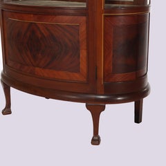 Antique French Mahogany Banded Display Vitrine With Inlay & Ormolu C1890