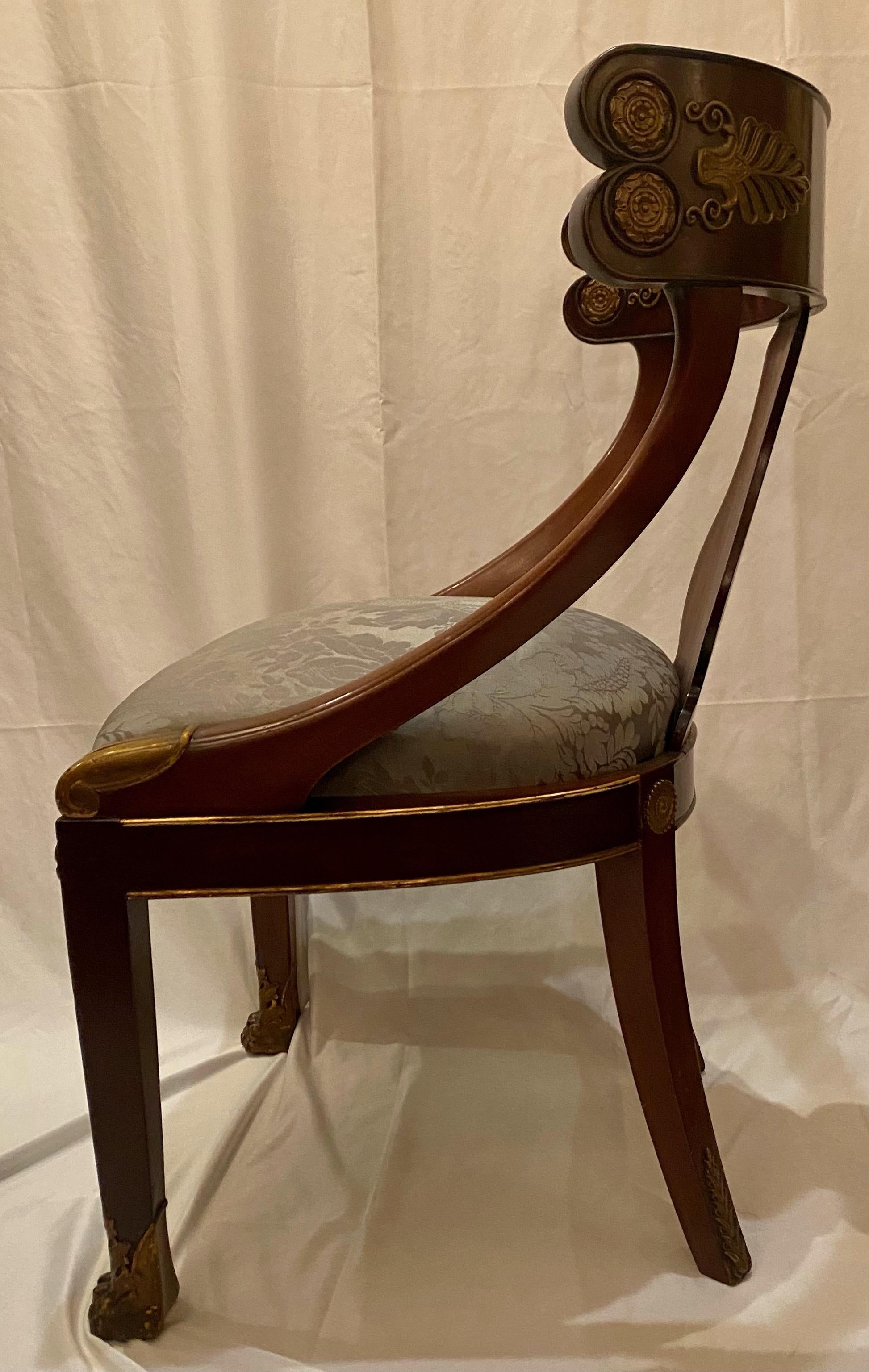 Antique French mahogany barrel back desk chair.

   