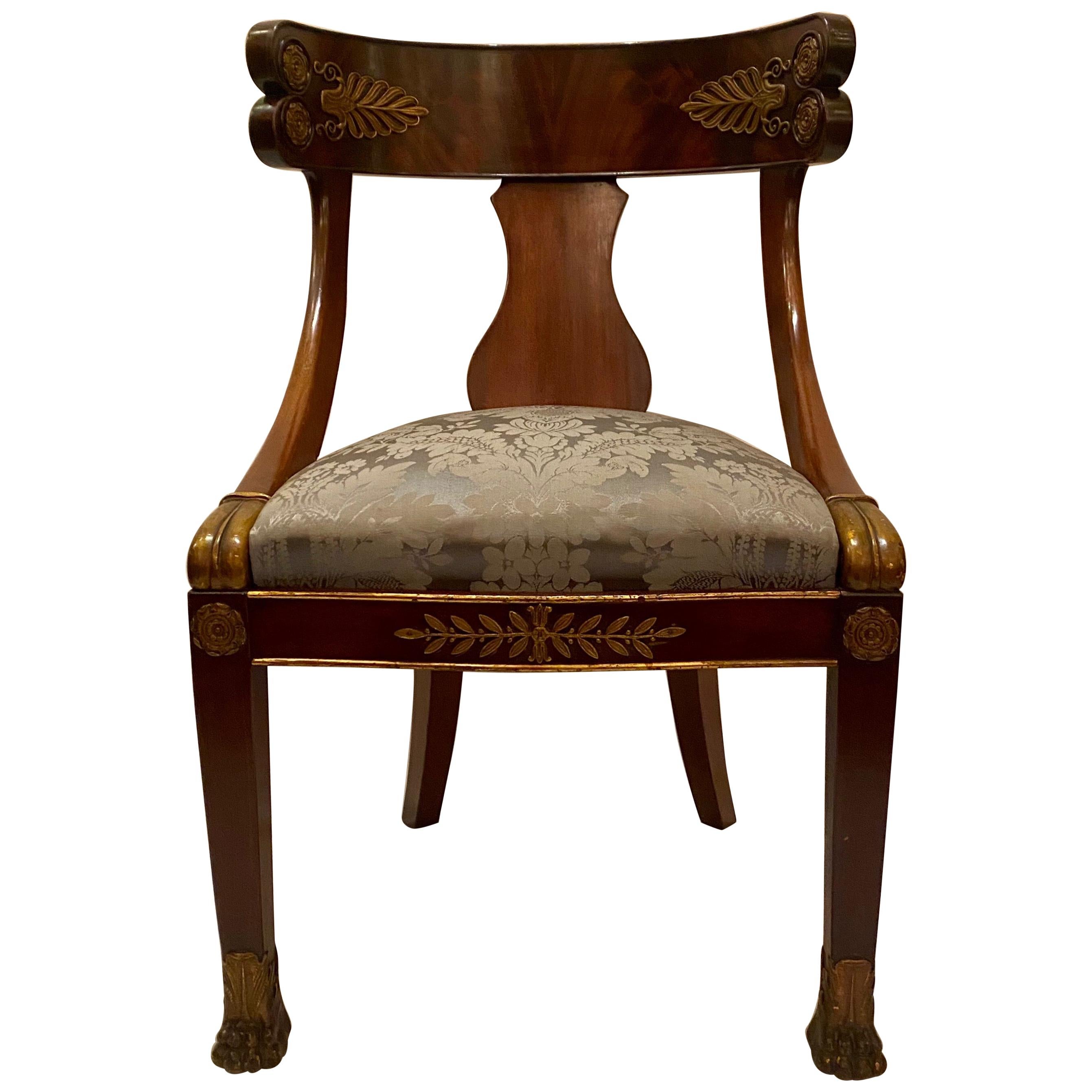 Antique French Mahogany Barrel Back Desk Chair