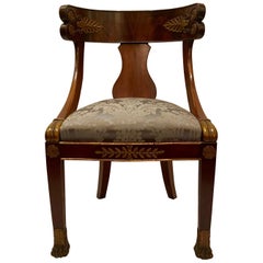 Antique French Mahogany Barrel Back Desk Chair