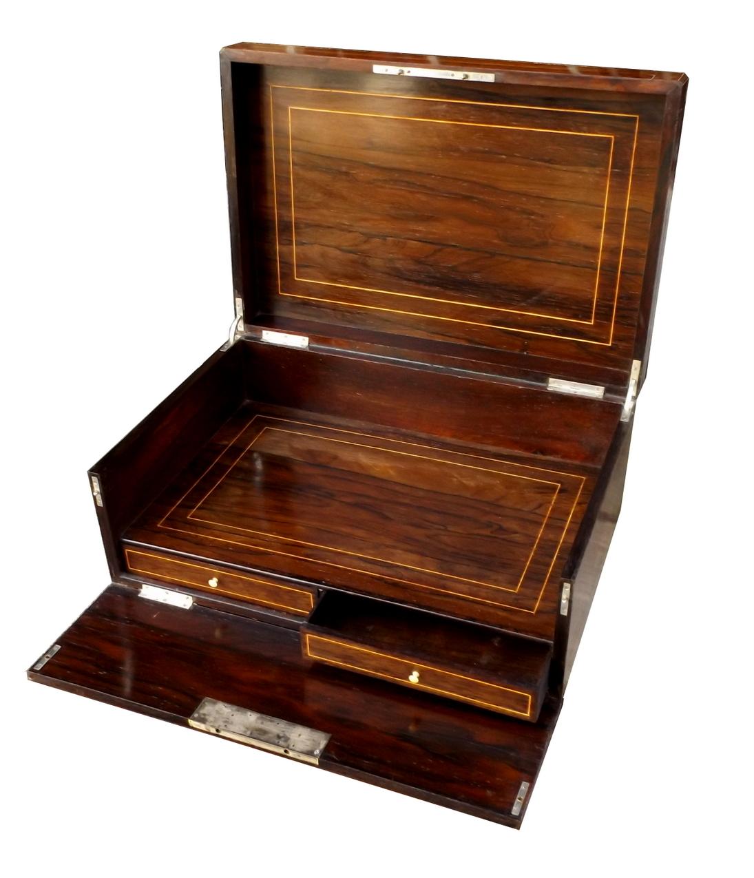 A very elegant large French well figured mahogany inlaid with Brass stringing Casket of very generous proportions and of outstanding Museum quality, firmly attributed to Alphonse Tahan Paris (1830-1880), official master cabinetmaker to Napoleon III.