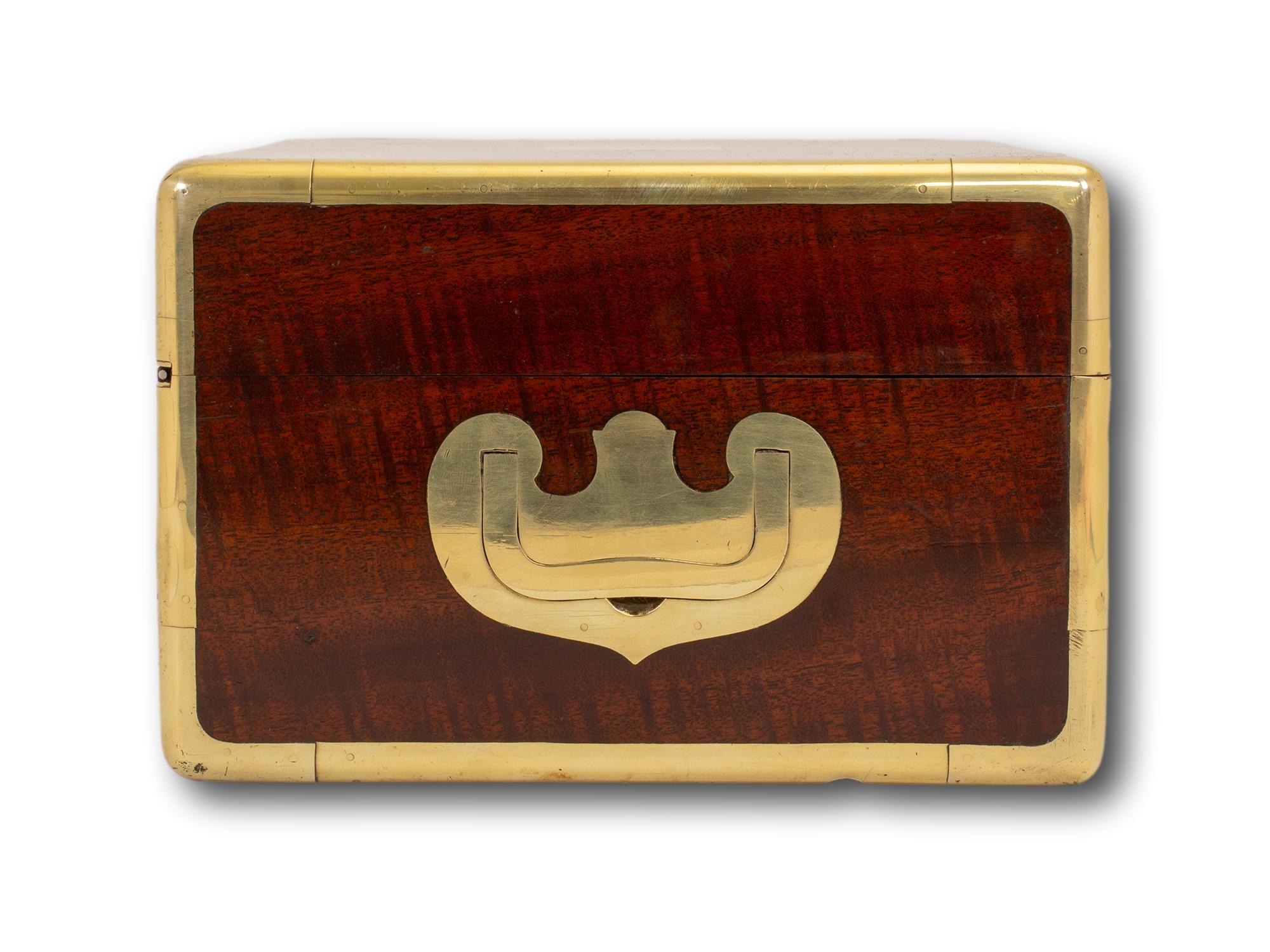 Antique French Mahogany Campaign Captains Jewellery Watch Box For Sale 3