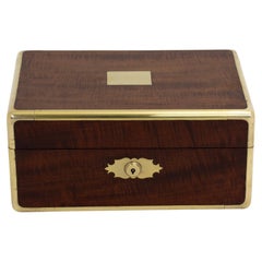 Antique French Mahogany Campaign Captains Jewellery Watch Box