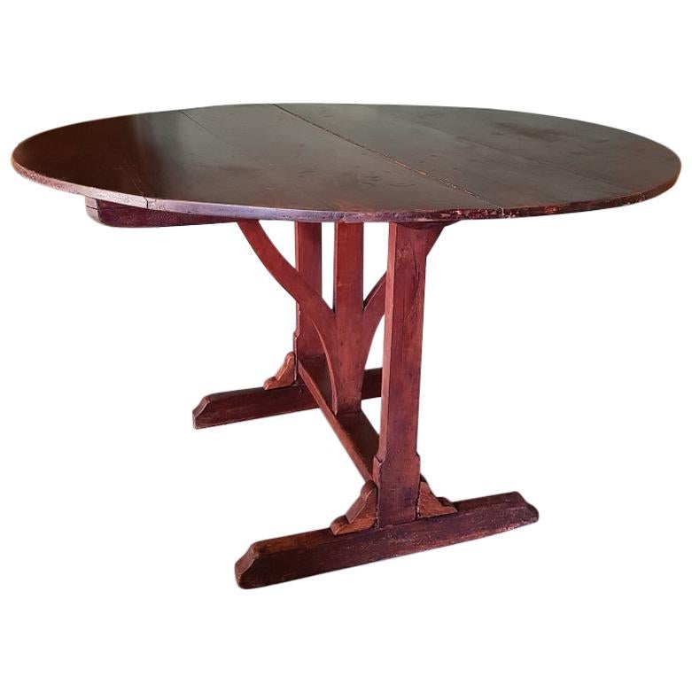 Antique French Mahogany Colored Wine Table from the Champagne Region For Sale