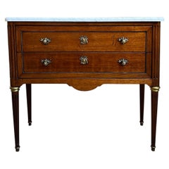 Antique French Mahogany Commode White MARBLE Louis XVI Mahogany Chest of Drawers