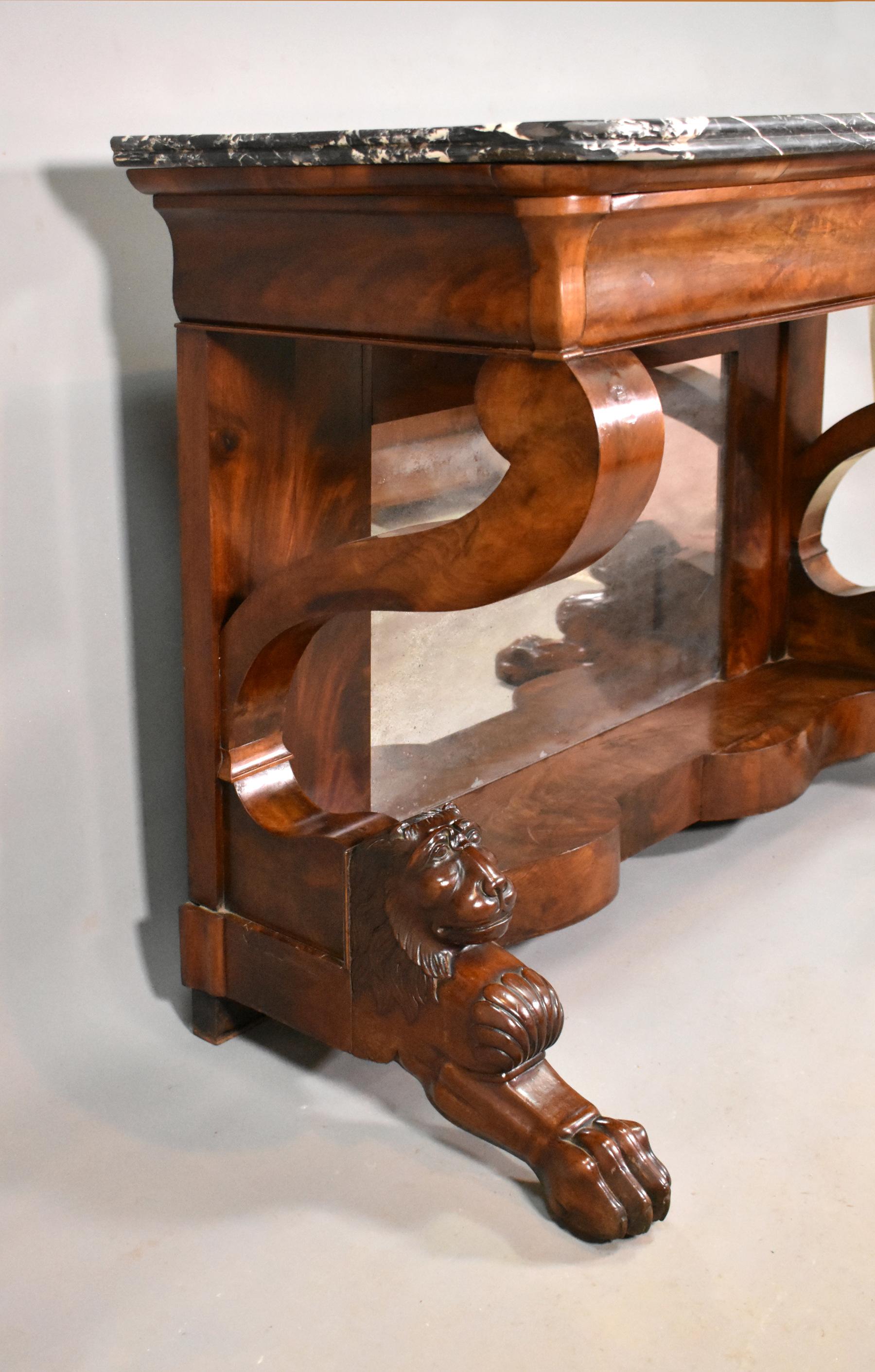 Antique French Mahogany Console Table Louis Philippe For Sale 1