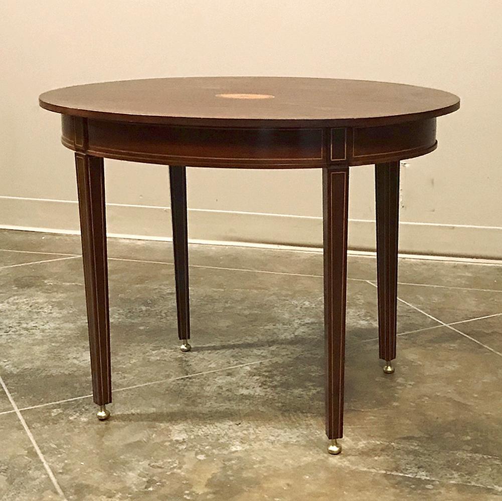 Hand-Crafted Antique French Mahogany Directoire Inlaid End Table