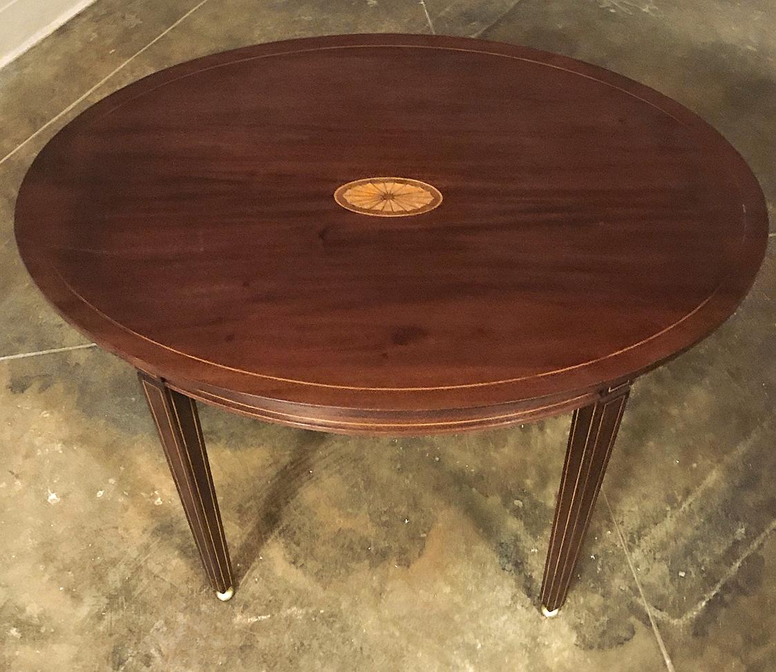 20th Century Antique French Mahogany Directoire Inlaid End Table
