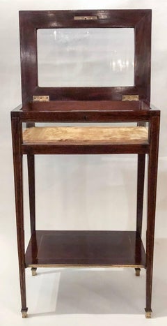 Antique French Mahogany Display Table with Bronze Trim, circa 1870-1880