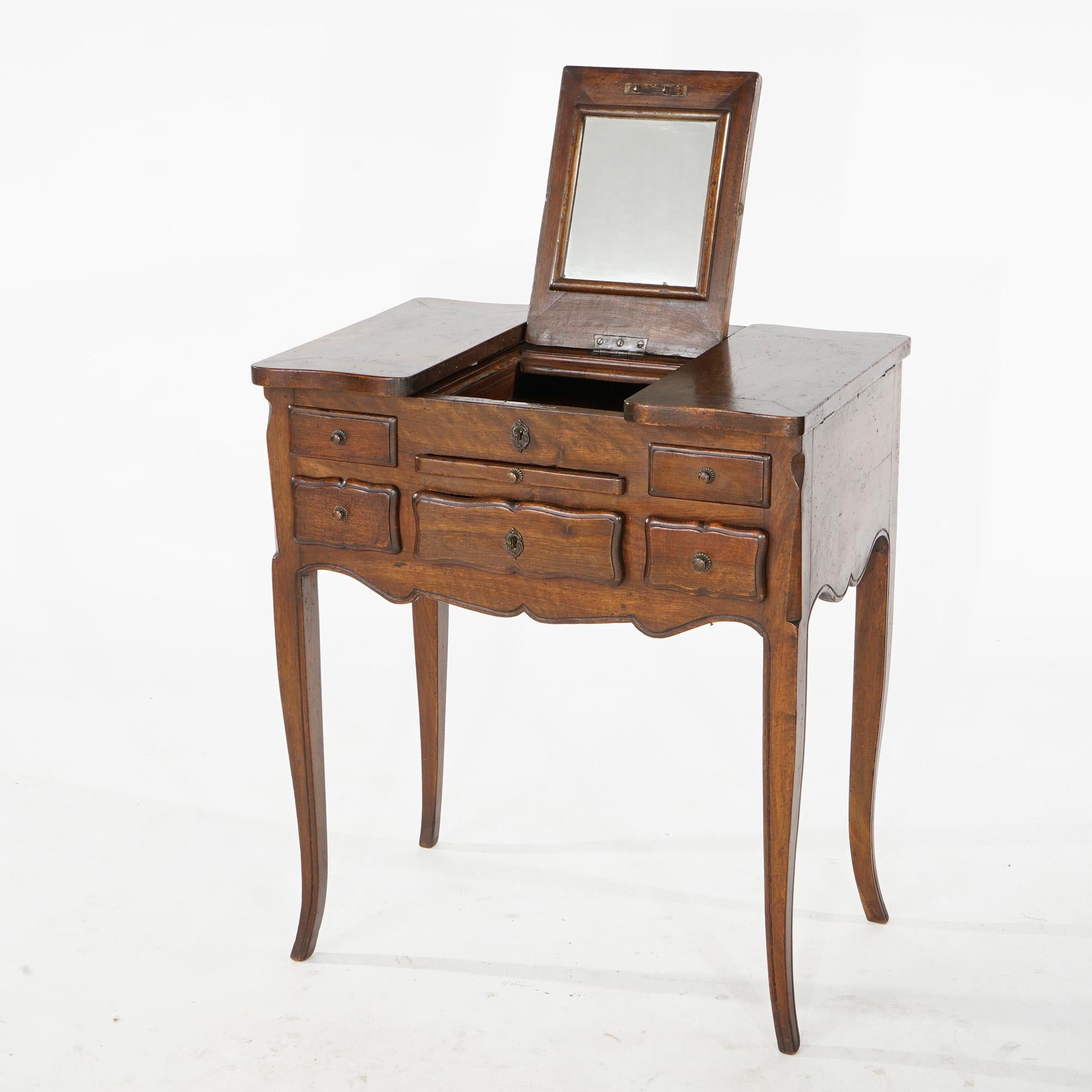 Antique French Mahogany Dressing Table with Mirror 19th C at 1stDibs