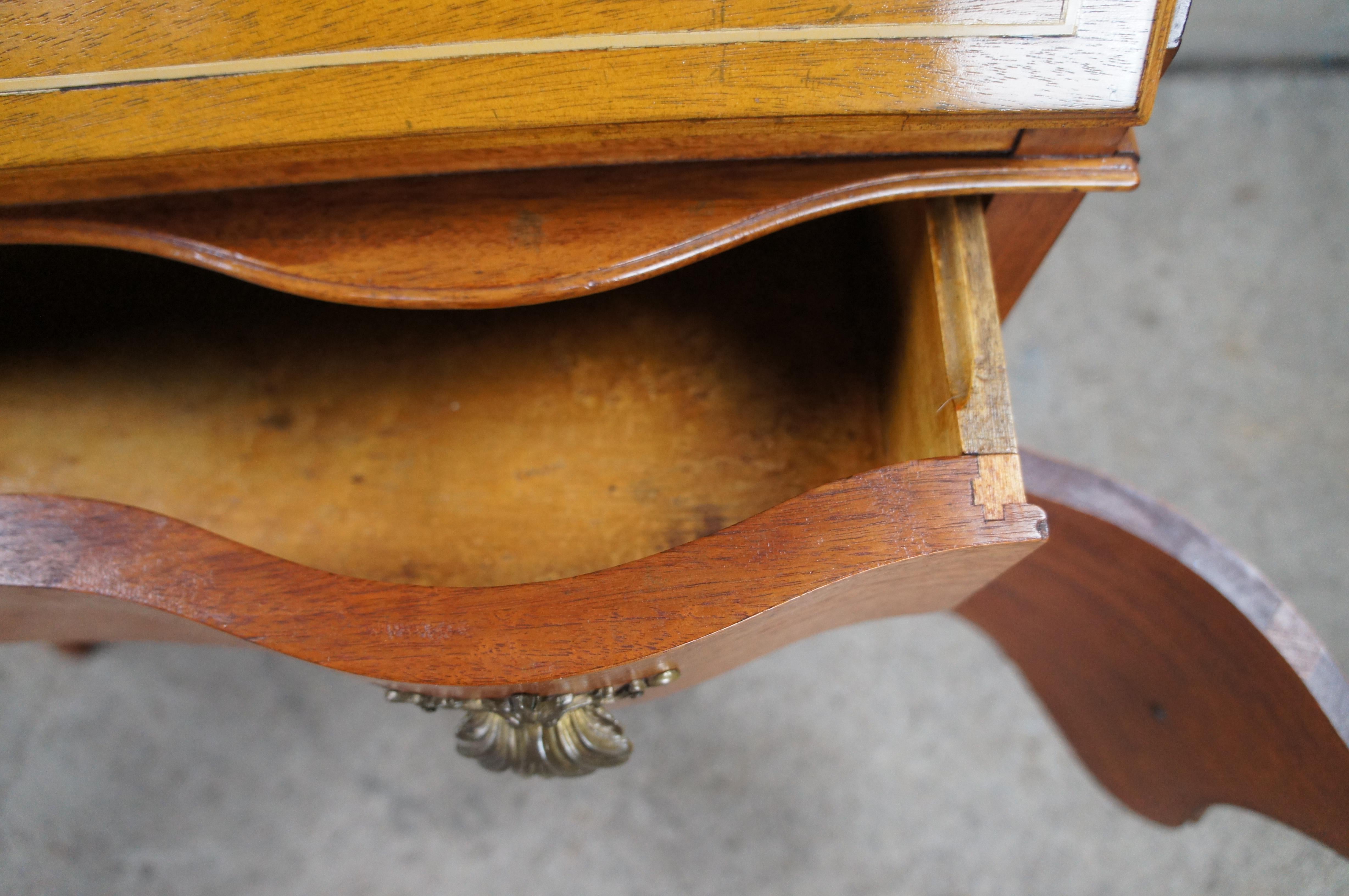 Antique French Mahogany Drop Front Brass Gallery Secretary Writing Desk 40