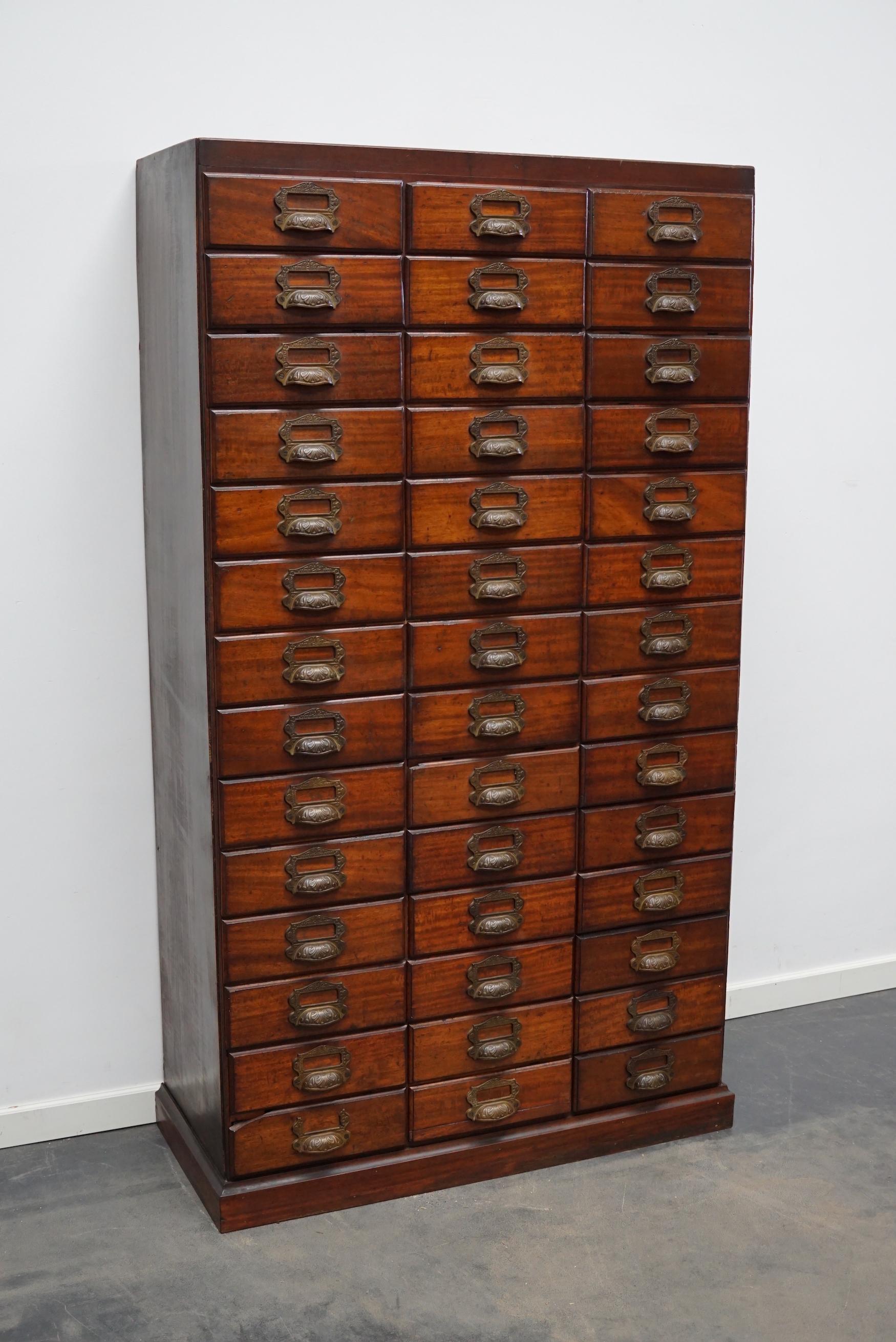 Art Nouveau Antique French Mahogany Filing / Apothecary Cabinet by Chouanard, Ca 1900 For Sale
