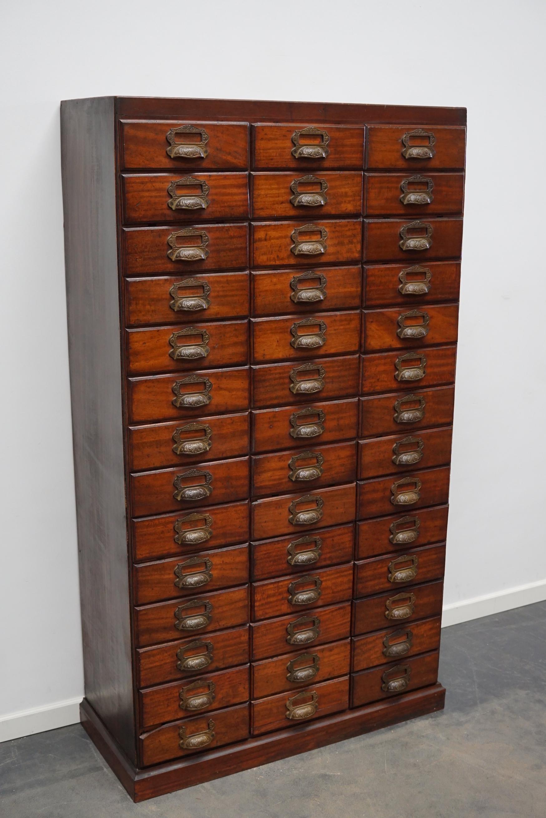 Early 20th Century Antique French Mahogany Filing / Apothecary Cabinet by Chouanard, Ca 1900 For Sale
