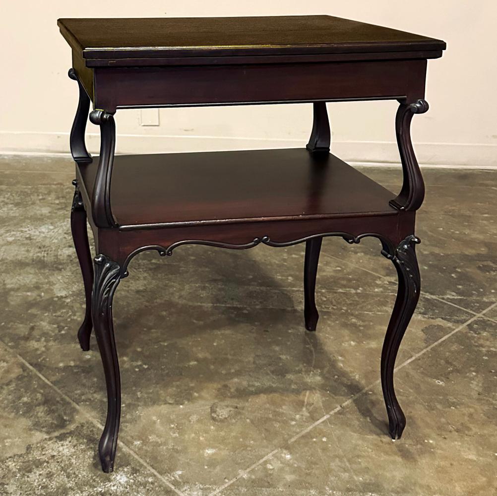 Hand-Crafted Antique French Mahogany Flip-Top Game Table For Sale
