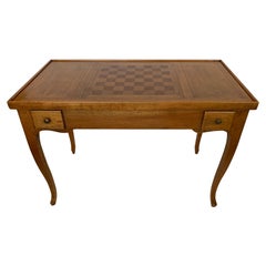 Antique French Mahogany & Fruitwood Tric Trac Tavolo da Gioco Multiuso