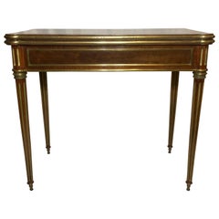 Antique French Mahogany Games Table with Brass Mounts