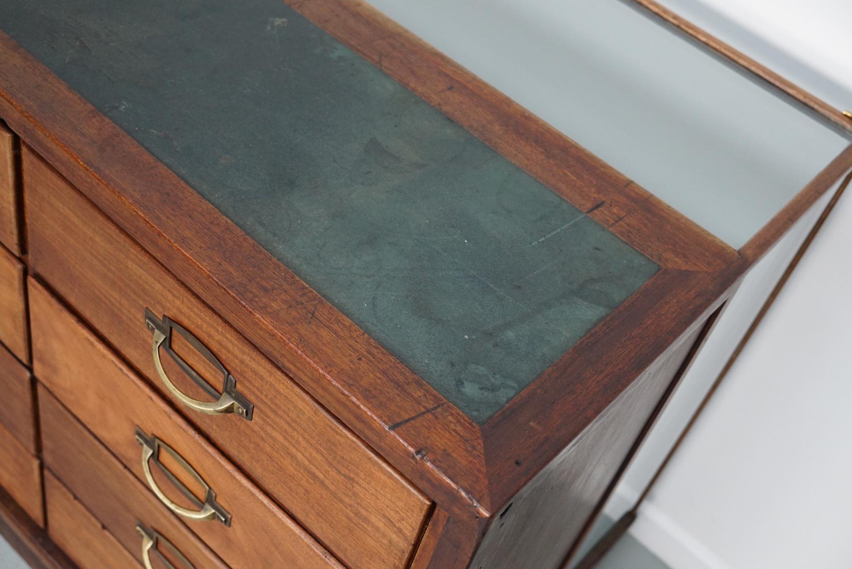 Antique French Mahogany Glass Shop Counter Haberdashery Cabinet Vitrine, ca 1930 9
