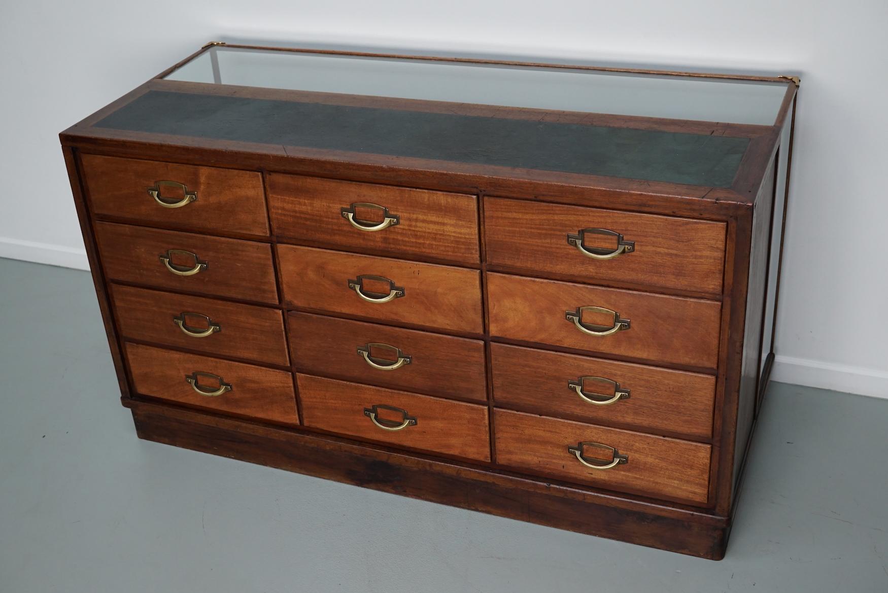 Antique French Mahogany Glass Shop Counter Haberdashery Cabinet Vitrine, ca 1930 10
