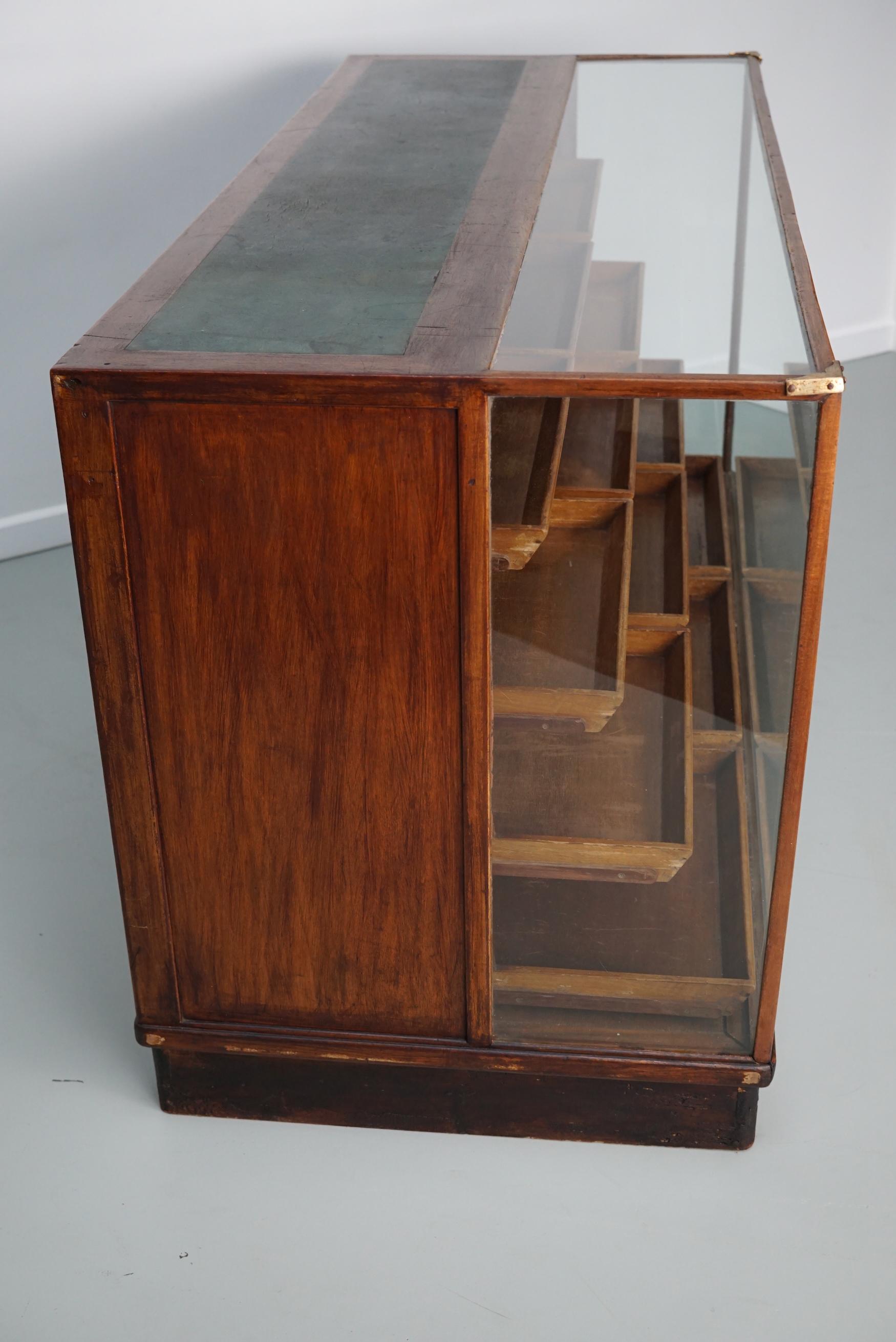 Antique French Mahogany Glass Shop Counter Haberdashery Cabinet Vitrine, ca 1930 4