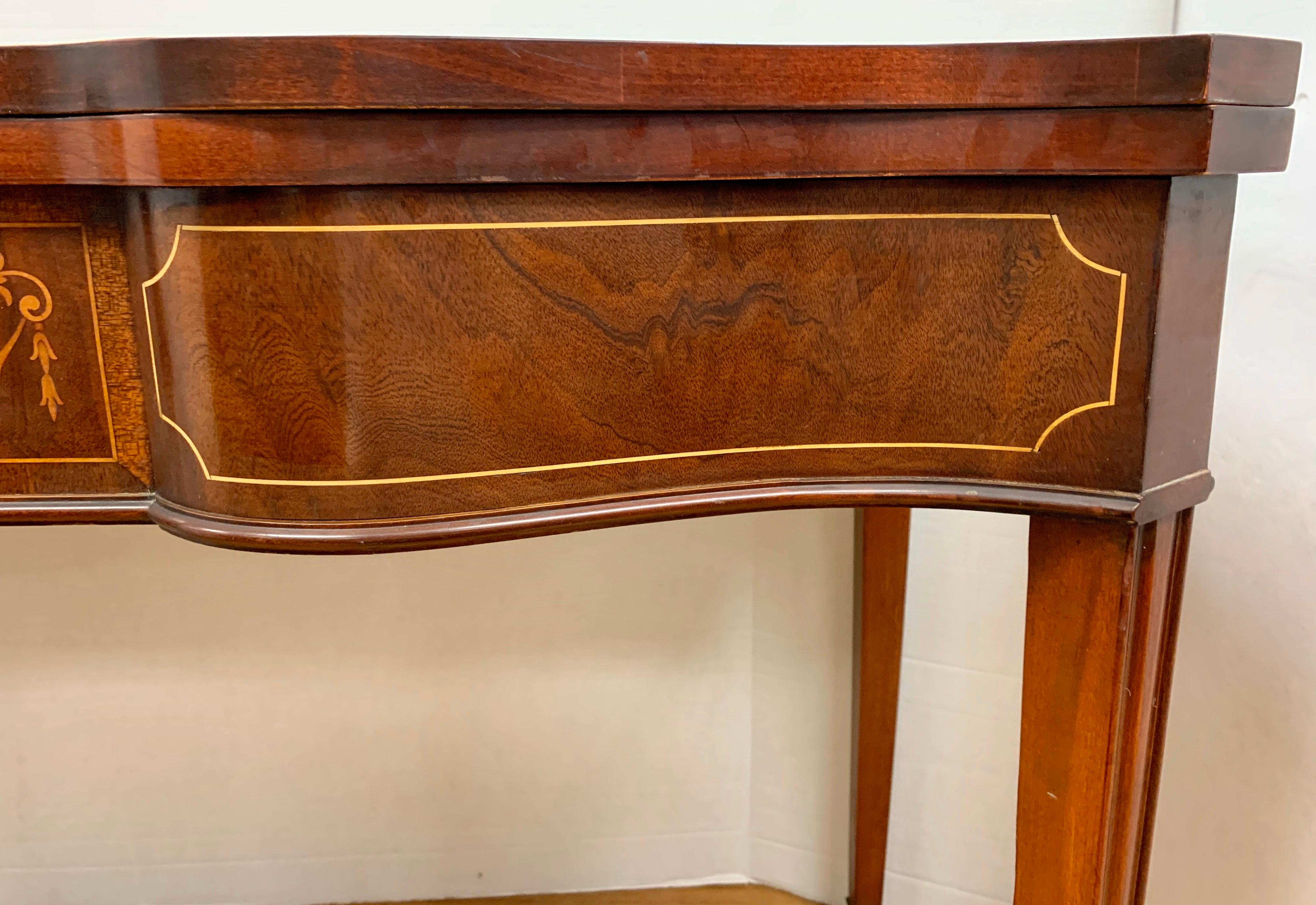 Antique Mahogany Inlay Console Game Table Writing Desk Louis XV In Good Condition In West Hartford, CT