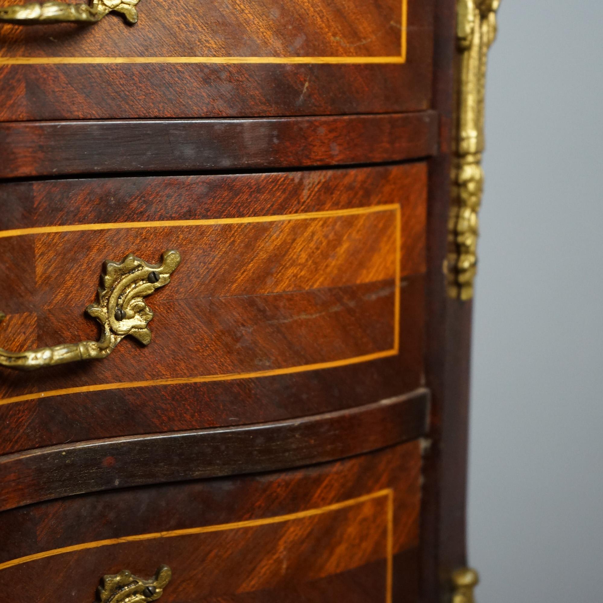 Antiker französischer Beistelltisch aus Mahagoni, Veilchenholz, Marmor und Goldbronze in Knochenform im Angebot 10