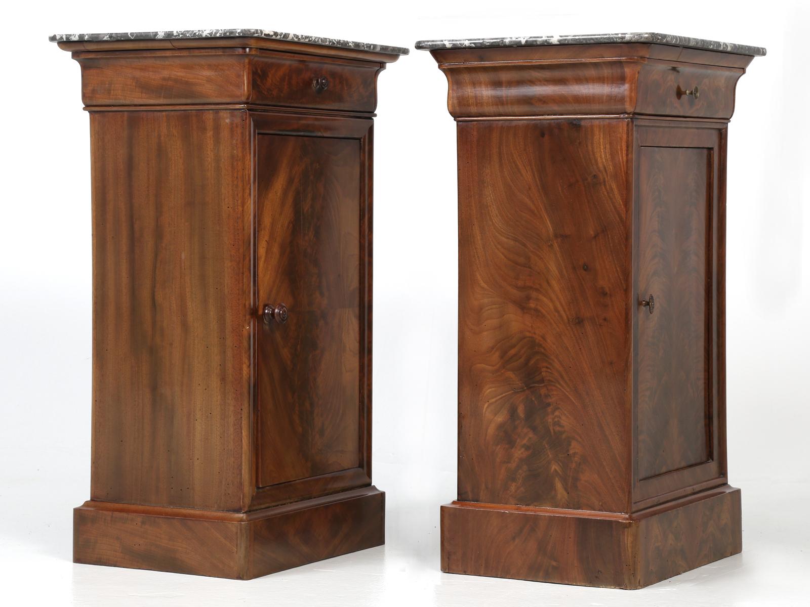 Antique French Mahogany, Louis Philippe Style Nightstands or End Tables 9