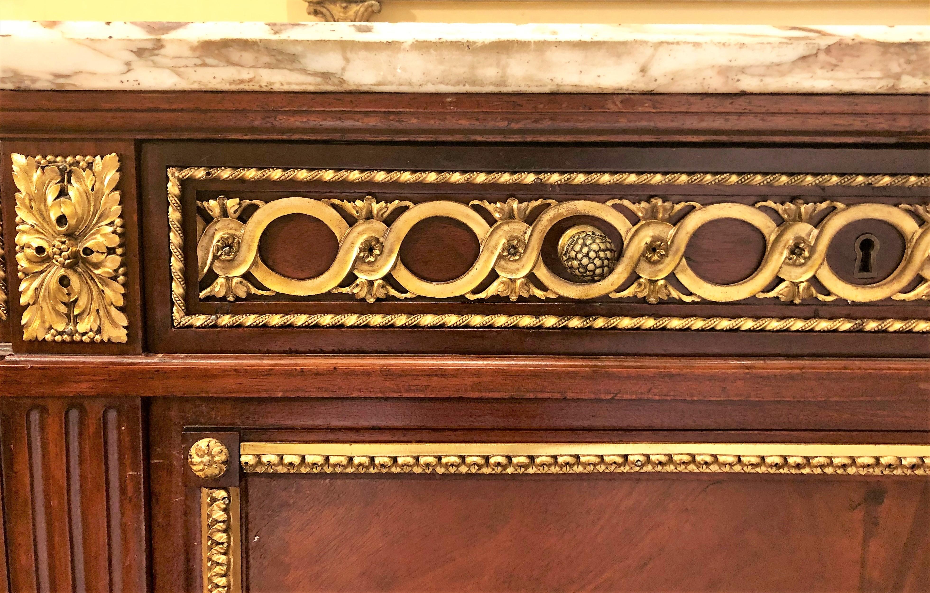 Antique French Mahogany Louis XVI Sideboard with Ormolu Mounts, circa 1870 In Good Condition In New Orleans, LA