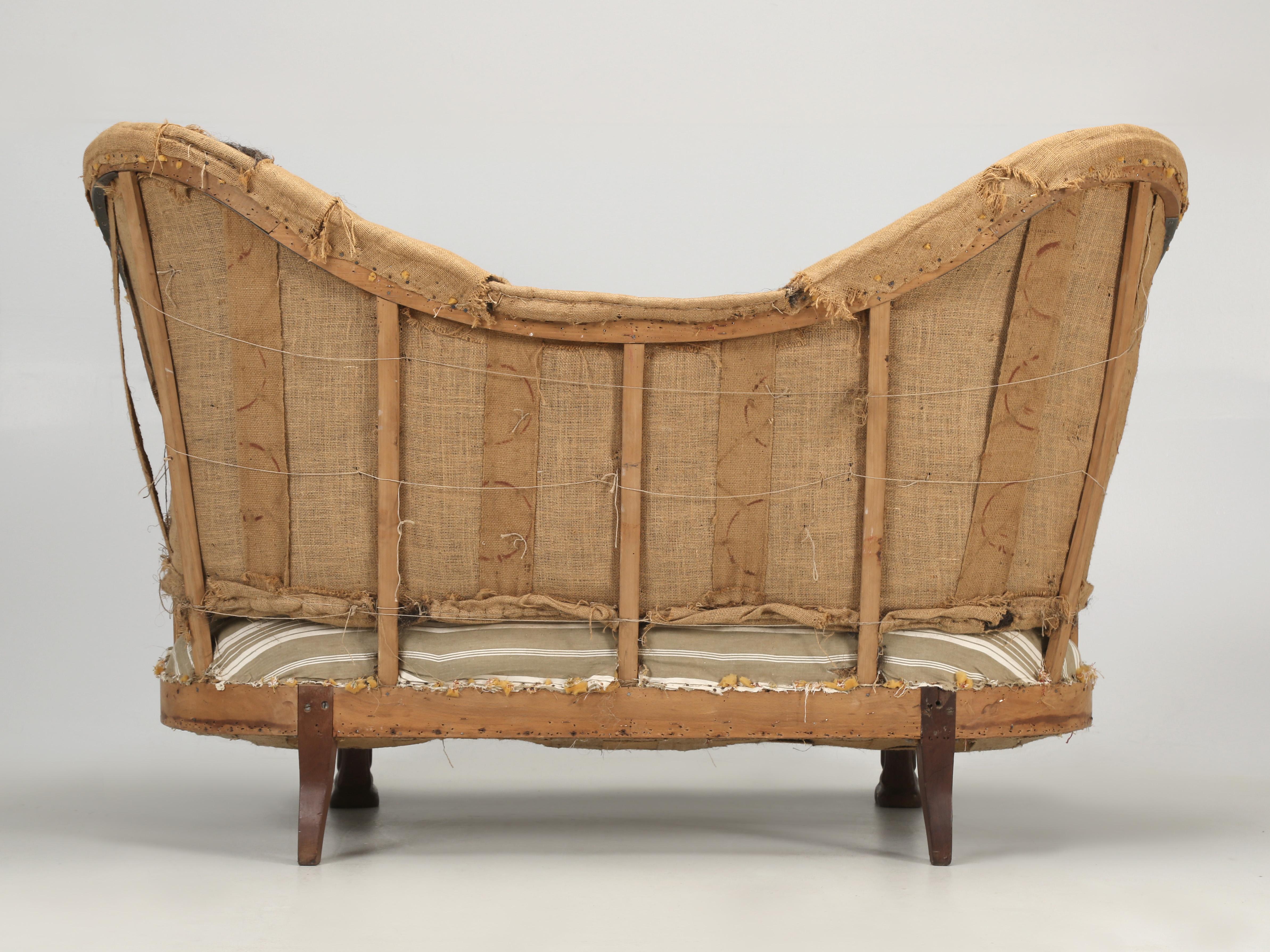 Antique French Mahogany Loveseat or Settee, Lion Paw Feet Unrestored c1800's  For Sale 4