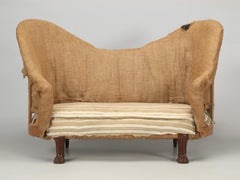 Antique French Mahogany Loveseat or Settee, Lion Paw Feet Unrestored c1800's