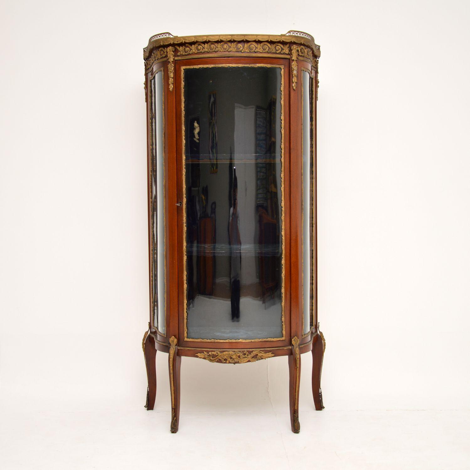 Antique French Mahogany and Marble Display Cabinet Vitrine In Good Condition In London, GB