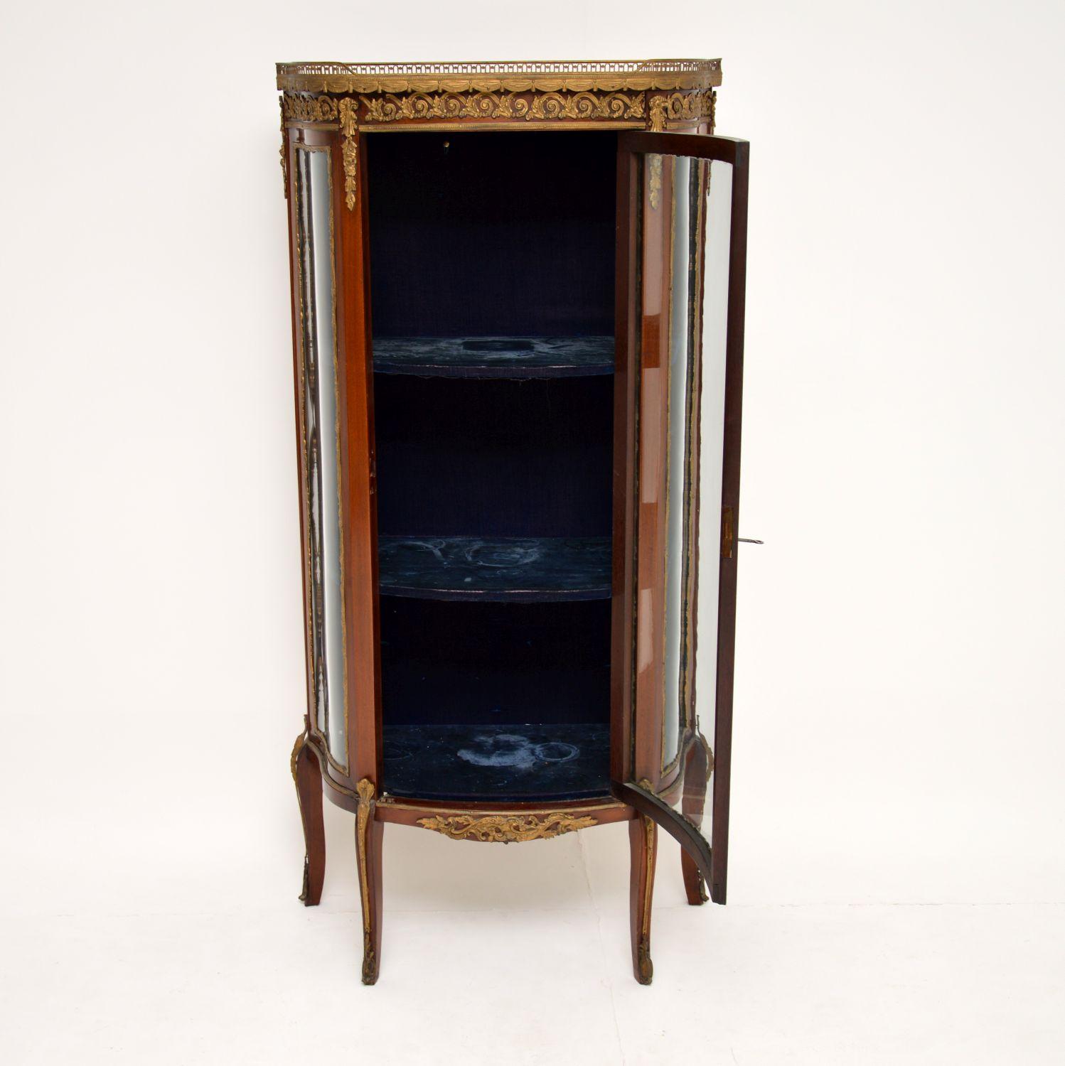 Antique French Mahogany and Marble Display Cabinet Vitrine 2