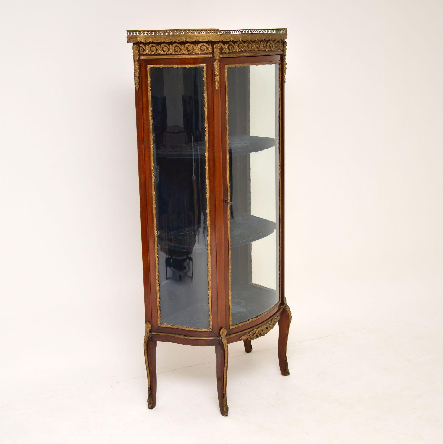 Antique French Mahogany and Marble Display Cabinet Vitrine 3