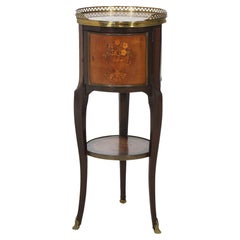 Antique French Mahogany, Marble Side Stand with Satinwood Marquetry, circa 1920