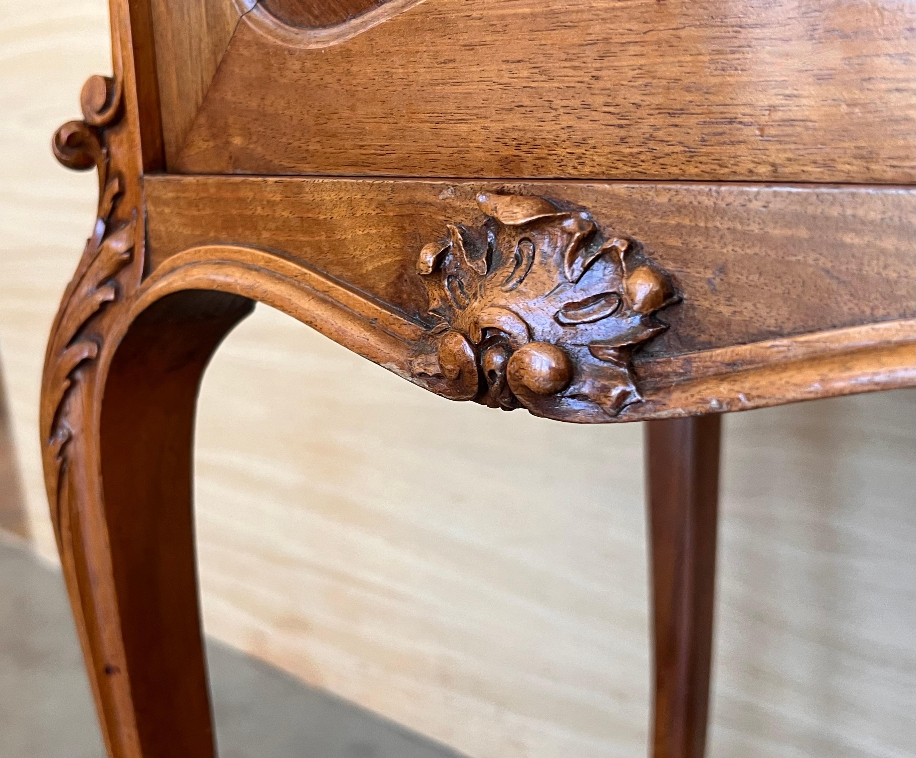 Antique French Mahogany Night Stands with marble top and wheels, 1900 For Sale 7
