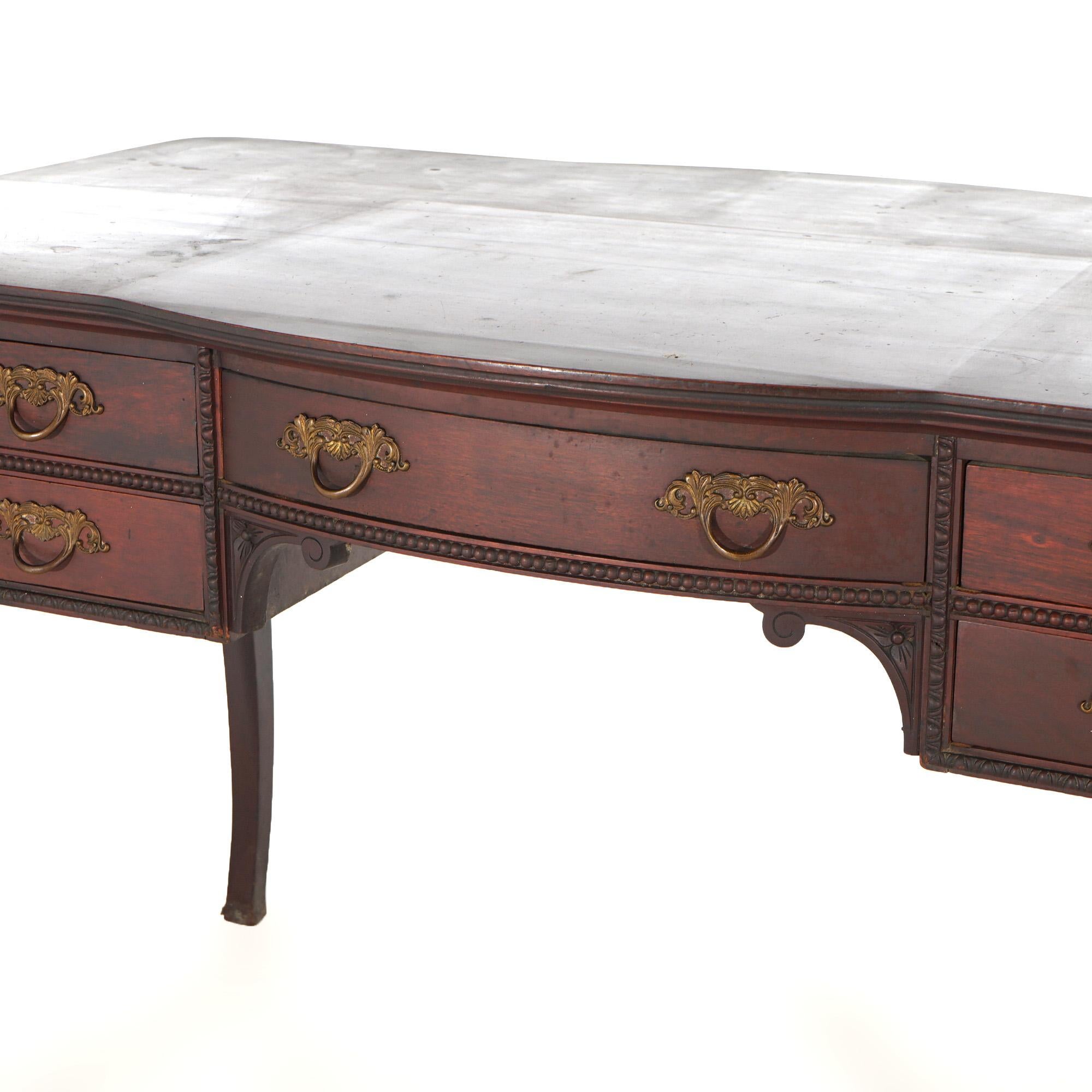 Antique French Mahogany & Ormolu Bureau Plat Writing Desk C1910 For Sale 8