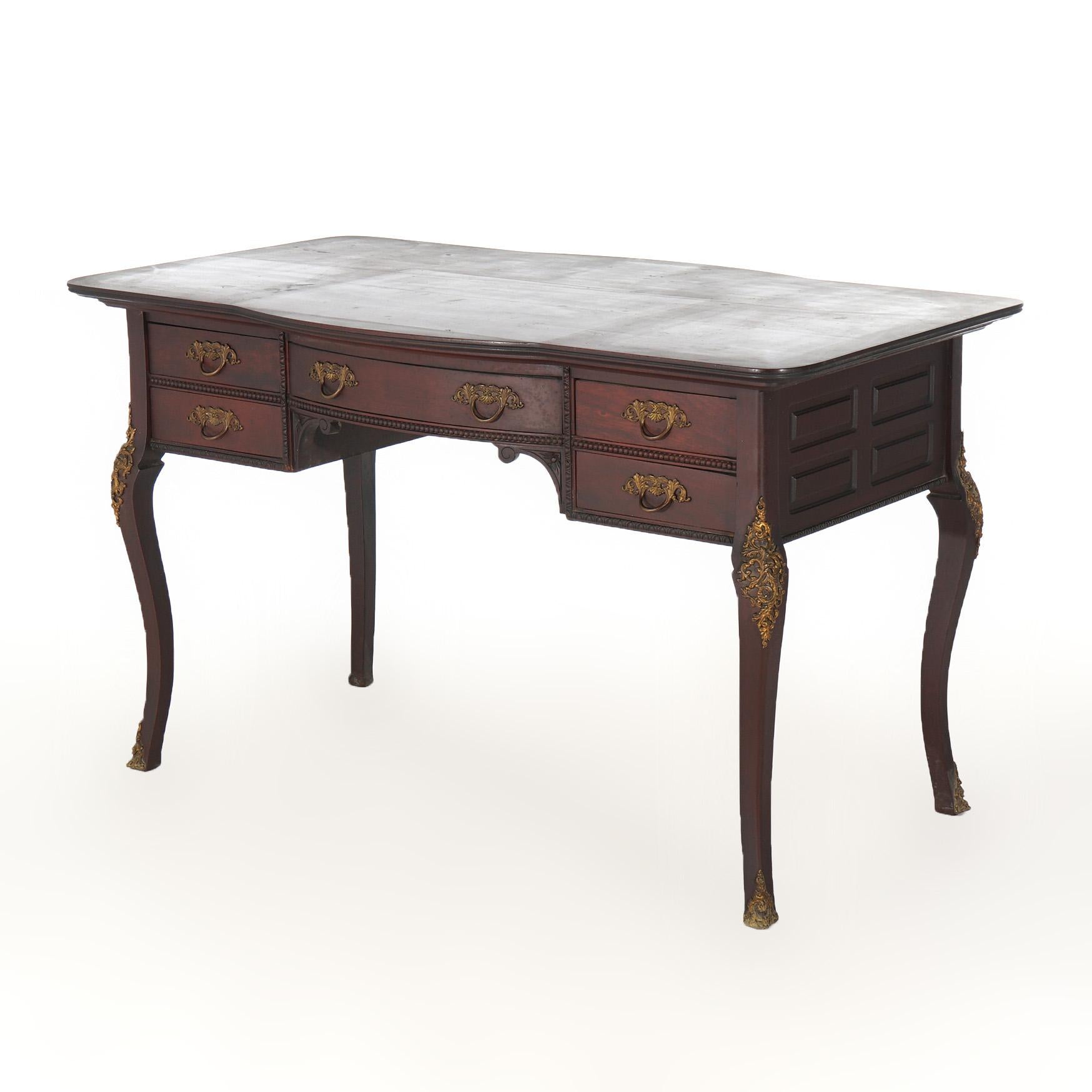 Antique French Mahogany & Ormolu Bureau Plat Writing Desk C1910 For Sale 10