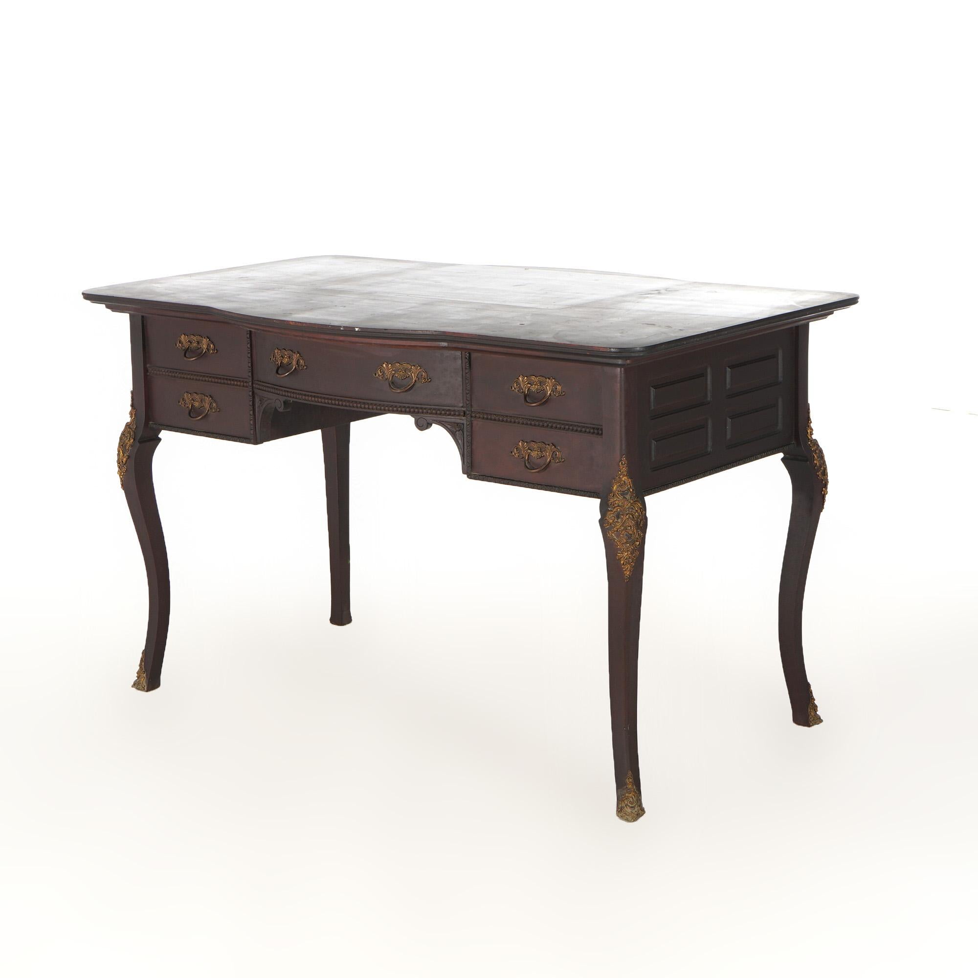 Antique French Mahogany & Ormolu Bureau Plat Writing Desk C1910 For Sale 16