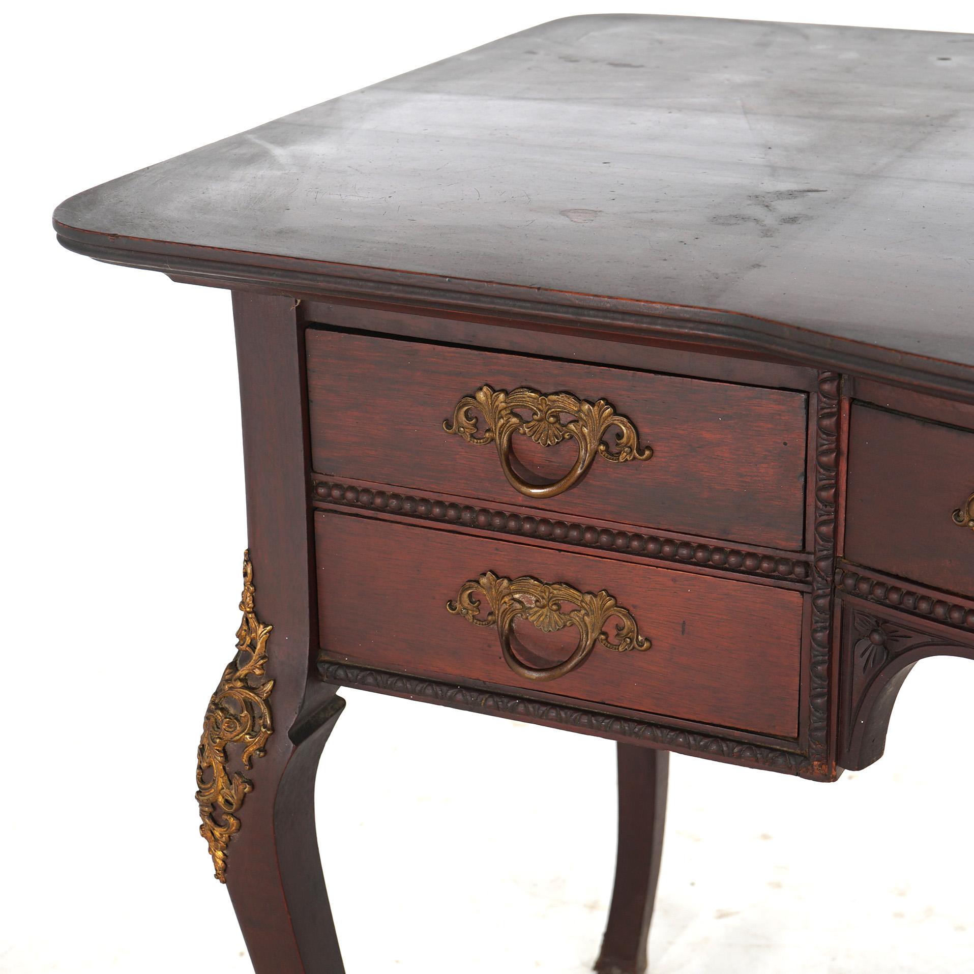 Antique French Mahogany & Ormolu Bureau Plat Writing Desk C1910 For Sale 5