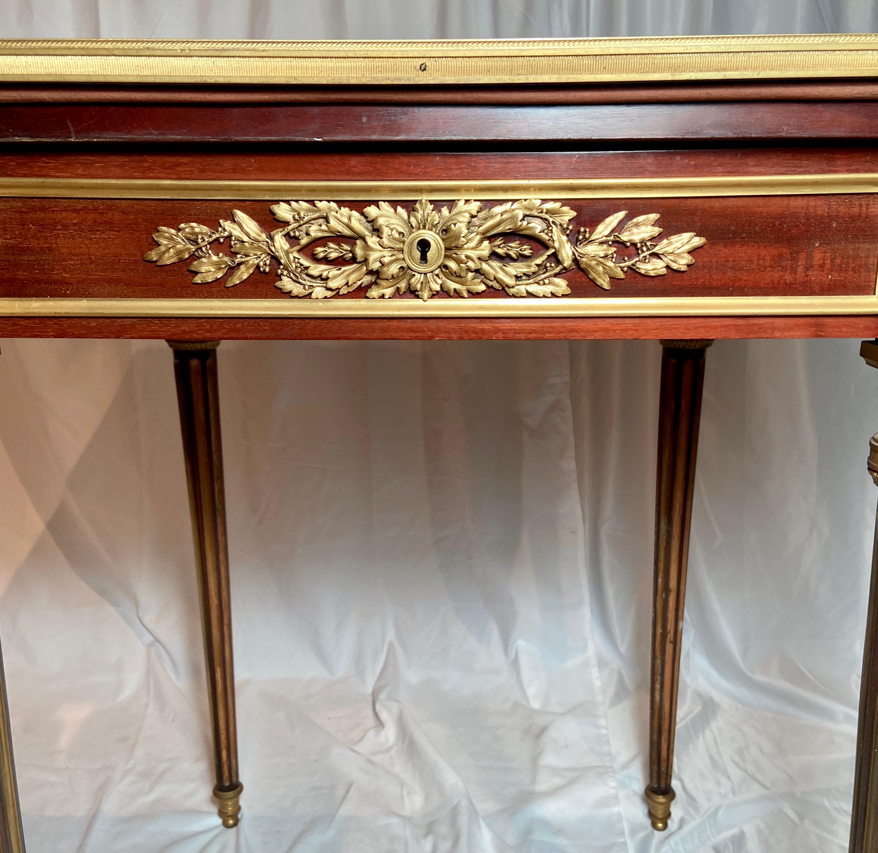 Antique French Mahogany & Ormolu Handkerchief Card Table Signed Sormani, Ca 1870 In Good Condition For Sale In New Orleans, LA