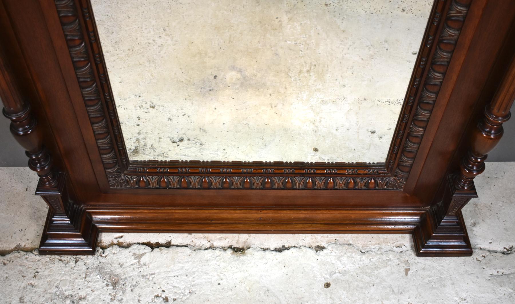 Antique French Mahogany Overmantel Mirror Henri II For Sale 9