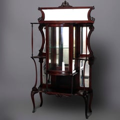 Antique French Mahogany Petite Mirrored Étagère Vitrine, circa 1890