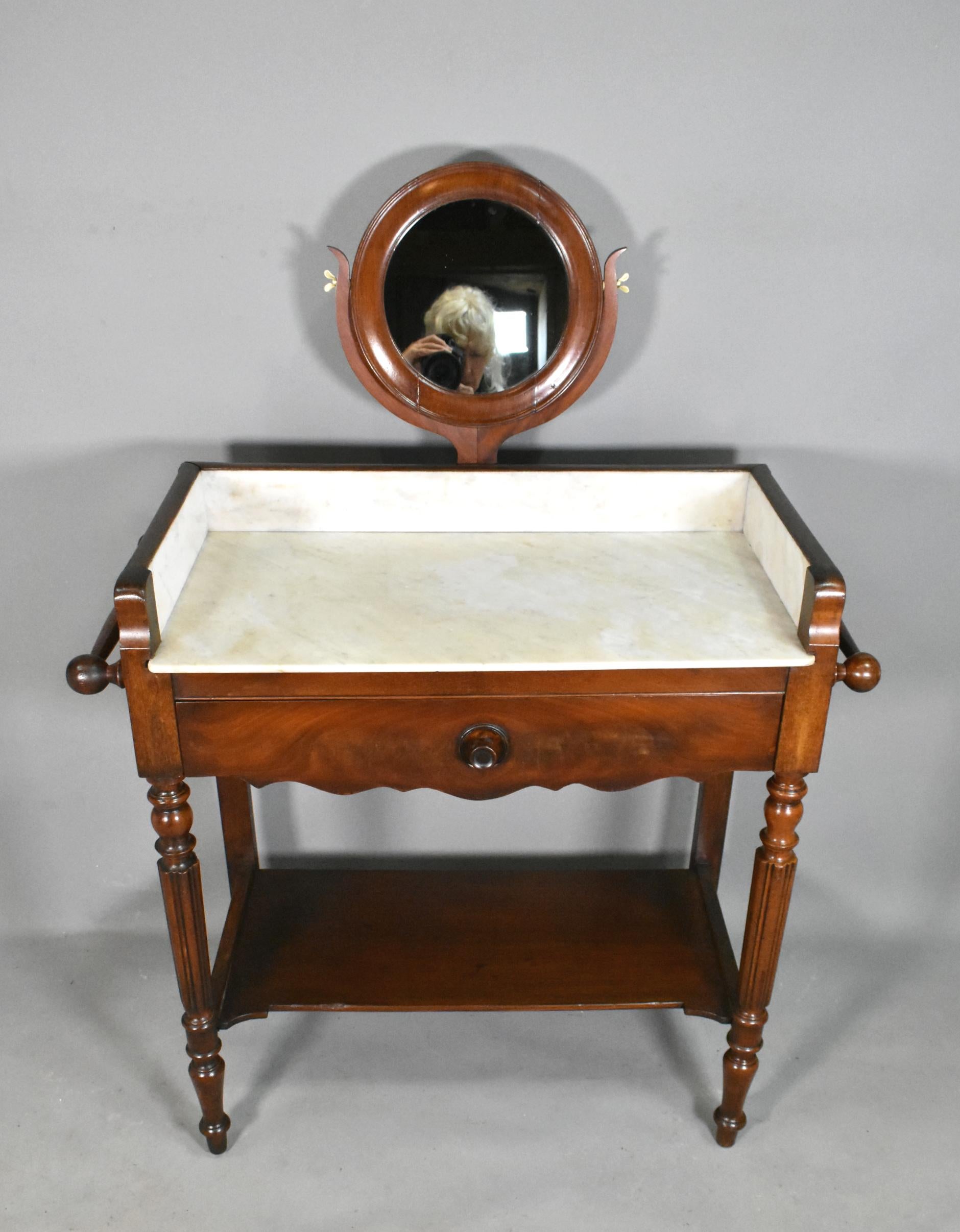Antique French Mahogany Washstand Louis Philippe Style 2