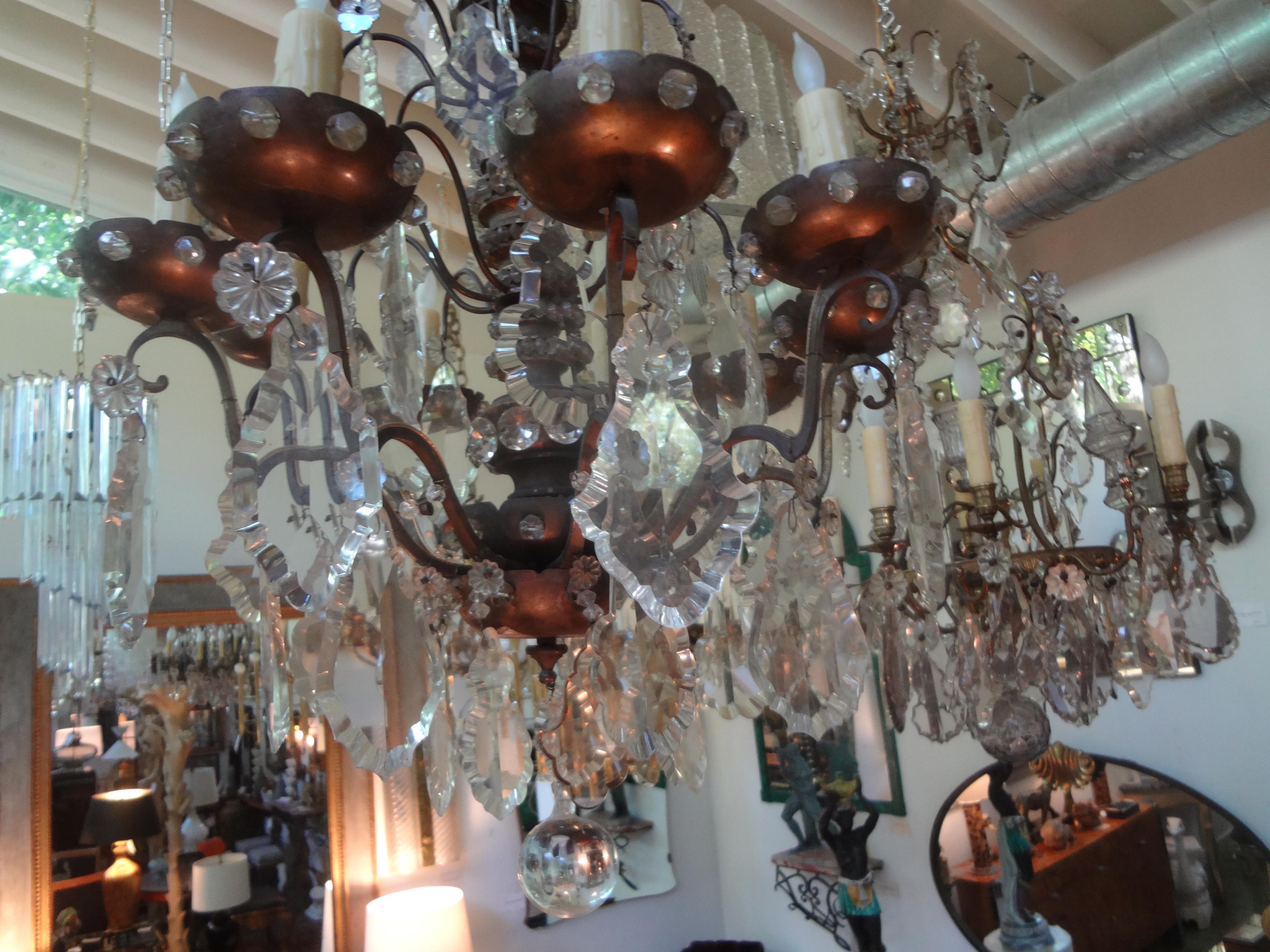 Antique French Maison Baguès Attributed Beaded and Crystal Chandelier For Sale 10