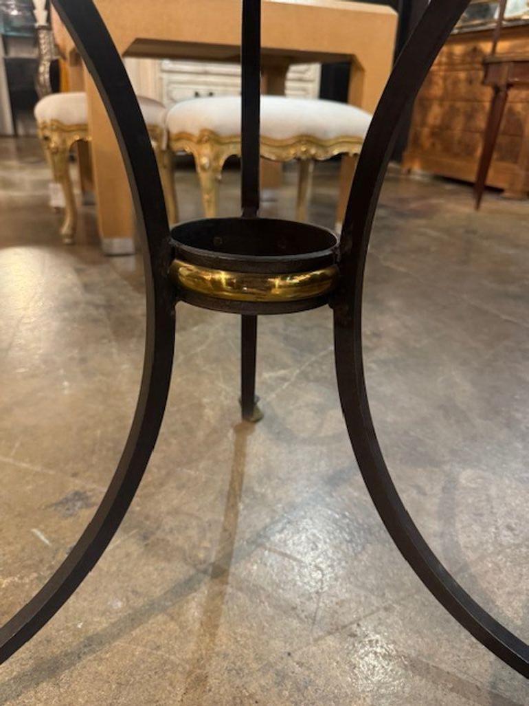 Antique French Maison Jansen Style Steel and Brass Table with Black Marble Bon état - En vente à Dallas, TX