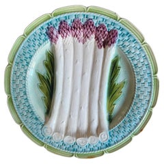 Antique French Majolica Asparagus Plate by Orchies, C. 1890's