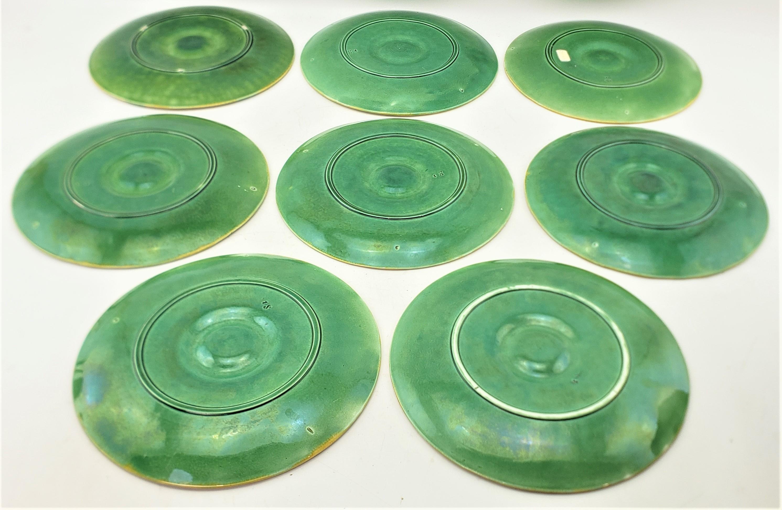 Antique French Majolica Oyster or Seafood Serving Plates Set, 8 Pieces For Sale 2